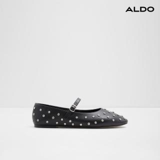 【ALDO】MARYLINA-真皮水鑽設計瑪莉珍平底鞋-女鞋(黑色)