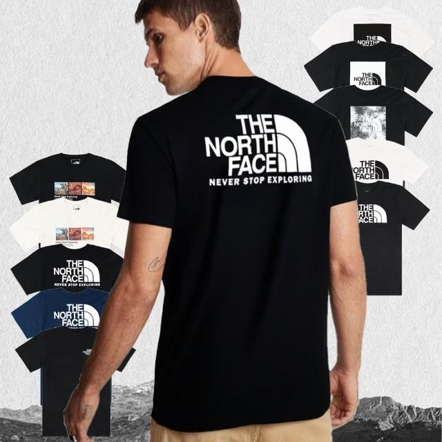 【The North Face】北臉 男女同款 前後小LOGO 素面 短TEE 棉質 短袖T恤(百搭爆款/男女組合/大LOGO)