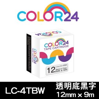【Color24】LC-4TBW / LK-4TBW 高黏性 透明底黑字 副廠 相容標籤帶_寬度12mm(適用 LW-C610/LW-600P)