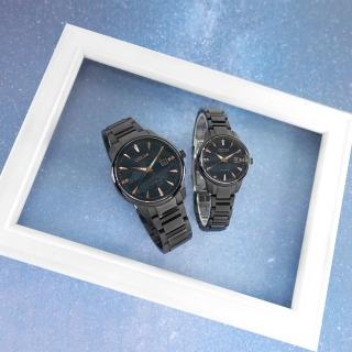 【CITIZEN 星辰】天川銀河限定款 光動能 不鏽鋼手錶 情人對錶 藍x鍍黑 39mm+29mm(BM7595-89L.EW2595-81L)