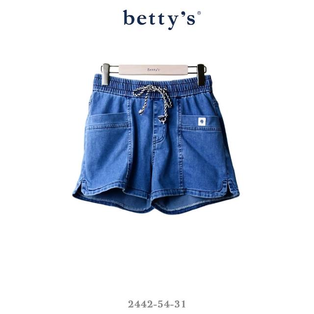 【betty’s 貝蒂思】腰鬆緊綁帶百搭牛仔短褲(藍色)