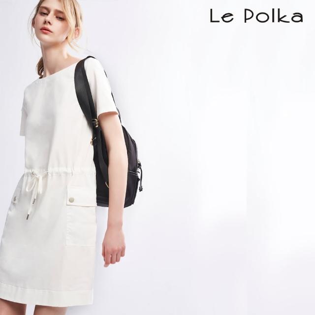 【Le Polka】抽繩休閒風連身裙-女