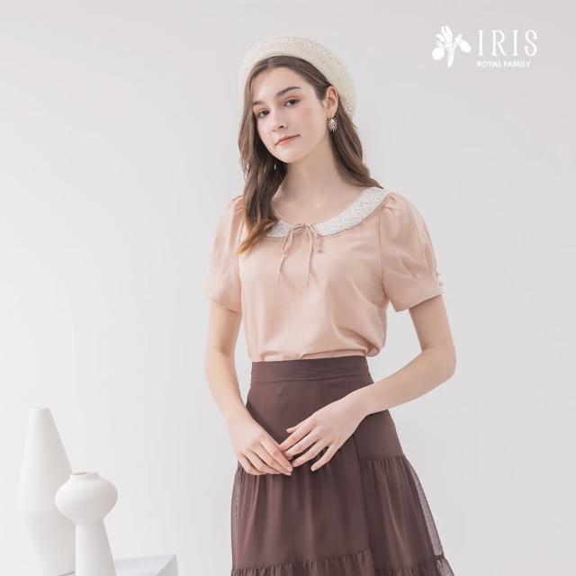 【IRIS 艾莉詩】蕾絲領棉麻上衣-2色(42133)