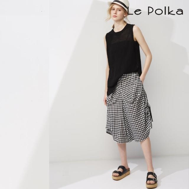 【Le Polka】復古格紋造型七分長褲-女