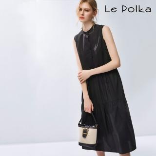 【Le Polka】中山領無袖洋裝-女