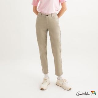 【Arnold Palmer 雨傘】女裝-彈性斜紋素色鬆緊休閒褲(淺卡其)