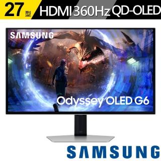 【SAMSUNG 三星】S27DG602SC 27型 2K 360Hz Odyssey G6 OLED 電競螢幕(抗眩光霧面/0.03ms/垂直旋轉)