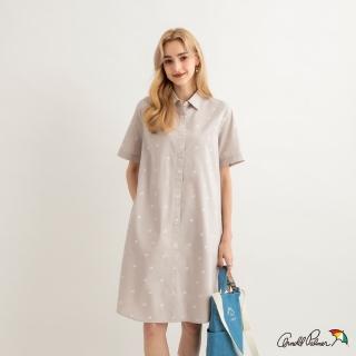【Arnold Palmer 雨傘】女裝-小ap滿版印花襯衫式洋裝(灰色)