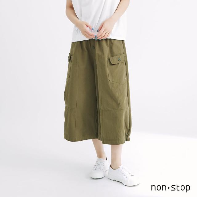 【non-stop】質樸釦飾七分寬褲-2色