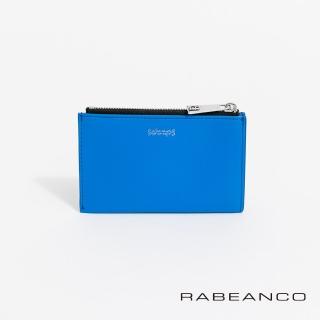 【RABEANCO】頂級牛皮多功能拉鍊卡片套(閃電藍)