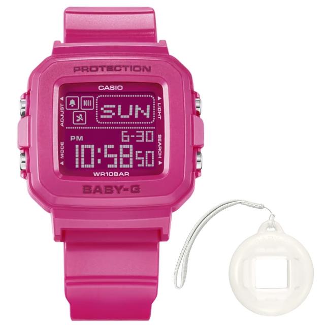 【CASIO 卡西歐】卡西歐Baby-G + PLUS 30周年紀念吊飾腕錶-桃紅(BGD-10K-4 台灣公司貨)