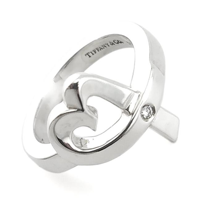 【Tiffany&Co. 蒂芙尼】925純銀-鑲單顆鑽Loving Heart愛心造型戒指(展示品)