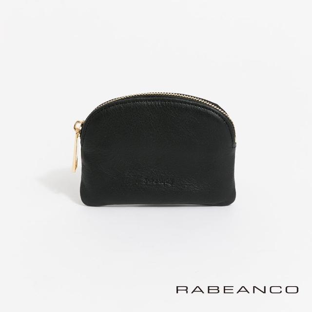 【RABEANCO】迷色彩真皮亮彩拉鍊零錢包(黑)