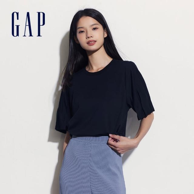 【GAP】女裝 Logo圓領短袖T恤-黑色(464876)