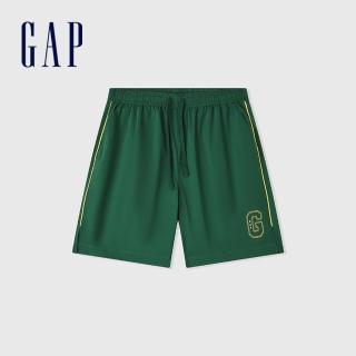 【GAP】男裝 Logo抽繩鬆緊短褲-綠色(461264)
