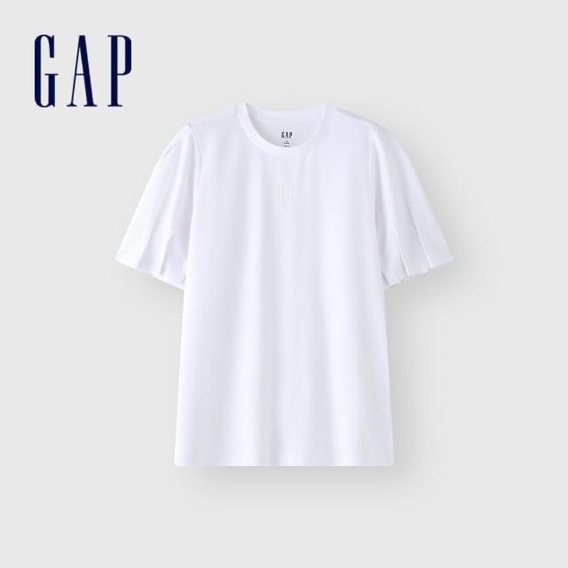 【GAP】女裝 Logo圓領短袖T恤-白色(464876)
