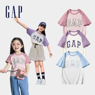 【GAP】兒童裝 Logo印花圓領短袖T恤-紫色(545622)