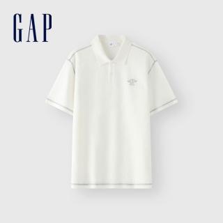 【GAP】男裝 Logo印花短袖POLO衫-白色(463260)