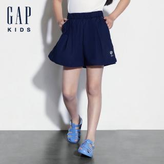 【GAP】女童裝 Logo印花鬆緊短褲-海軍藍(466718)