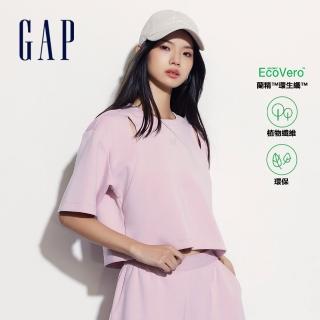 【GAP】女裝 Logo圓領短袖T恤-淡紫色(464824)