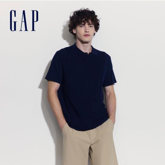 【GAP】男裝 針織短袖POLO衫-海軍藍(464191)