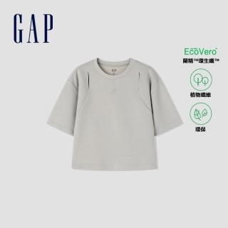 【GAP】女裝 Logo圓領短袖T恤-灰色(464824)
