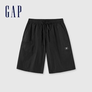 【GAP】男裝 抽繩鬆緊短褲-黑色(496391)