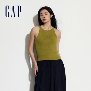 【GAP】女裝 Logo羅紋圓領針織背心-綠色(464849)