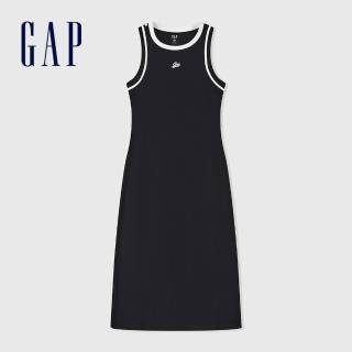 【GAP】女裝 Logo圓領無袖洋裝-黑色(496365)