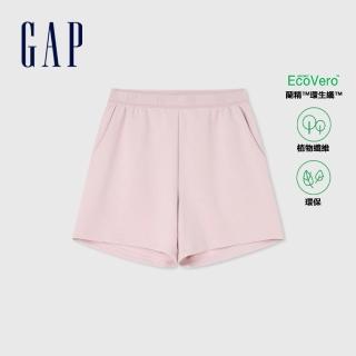 【GAP】女裝 Logo鬆緊短褲-淡紫色(465299)