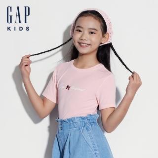 【GAP】女童裝 Logo印花圓領短袖T恤-粉紅色(465945)
