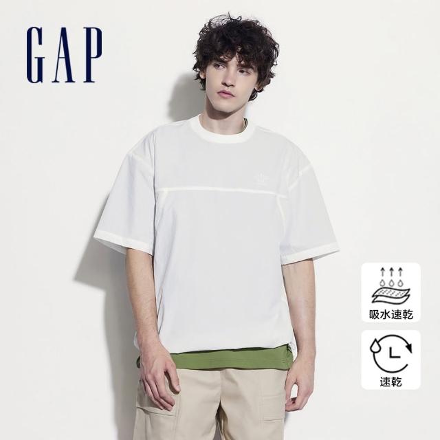 【GAP】男裝 Logo抽繩圓領短袖T恤-白色(465071)
