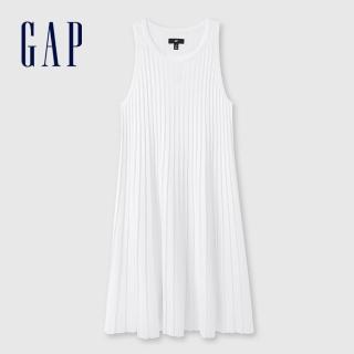 【GAP】女裝 Logo圓領無袖洋裝-白色(465225)