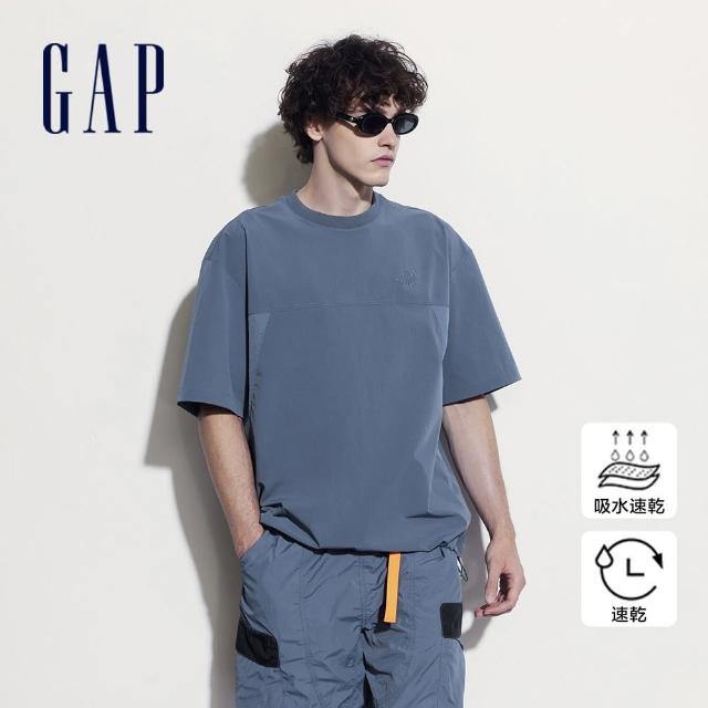 【GAP】男裝 Logo抽繩圓領短袖T恤-深藍色(465071)