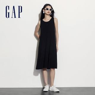 【GAP】女裝 Logo圓領無袖洋裝-黑色(465225)