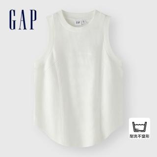 【GAP】女裝 Logo羅紋圓領背心-白色(465976)