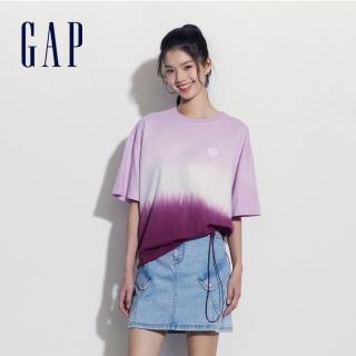 【GAP】女裝 Logo純棉印花圓領短袖T恤-淡紫色(465983)