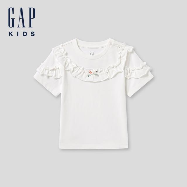 【GAP】女幼童裝 純棉圓領短袖T恤-白色(466582)