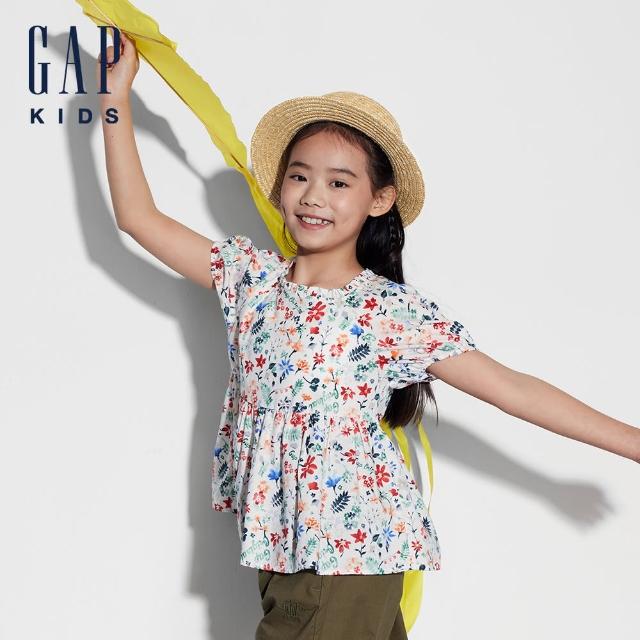 【GAP】女童裝 Logo印花方領短袖T恤-多色組合(466316)