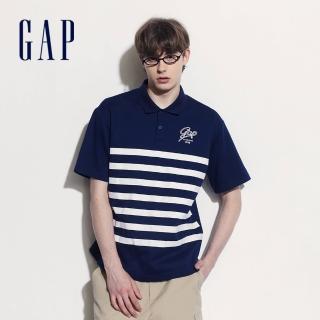 【GAP】男裝 Logo印花短袖POLO衫-海軍藍(465627)