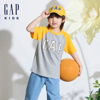 【GAP】兒童裝 Logo純棉圓領短袖T恤-灰色(545580)