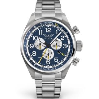 AVIATOR 飛行員 AIRACOBRA P45 飛行風格計時腕錶 男錶 手錶 618年中慶(藍色-V22501705)