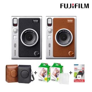 【FUJIFILM 富士】Instax Mini EVO 混合式數位拍立得相機 原廠公司貨(專用皮套空白底片40張64G...超值組)