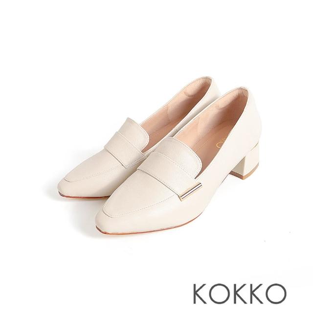 【KOKKO 集團】知性好感俐落小方頭微寬楦包鞋(白色)