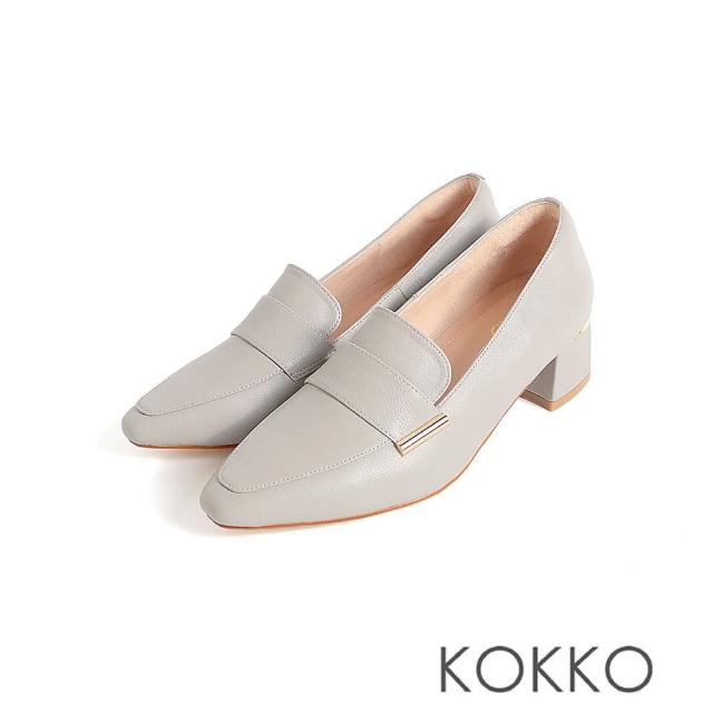 【KOKKO 集團】知性好感俐落小方頭微寬楦包鞋(淺灰色)