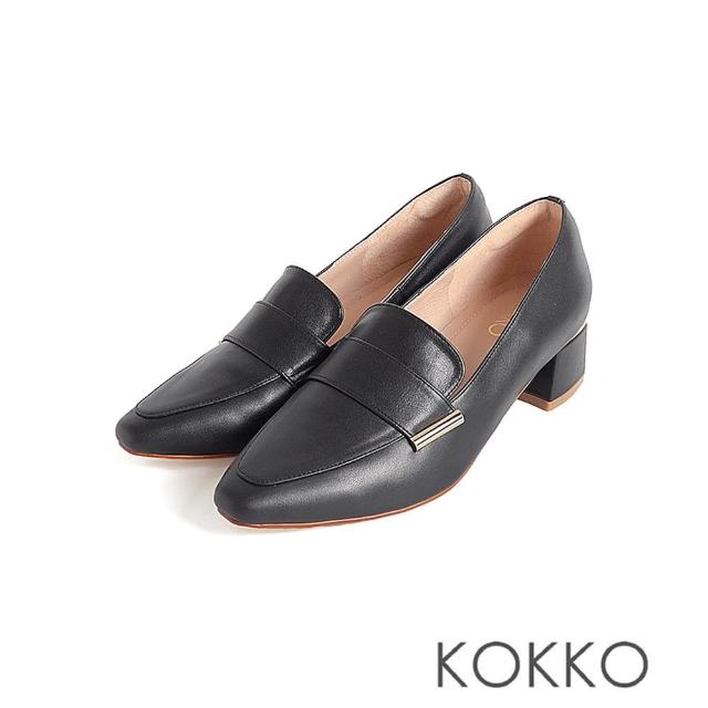 【KOKKO 集團】知性好感俐落小方頭微寬楦包鞋(黑色)