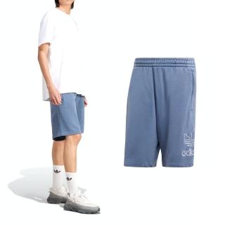 【adidas 愛迪達】OUTL TREF Short 男款 藍色 三葉草 休閒 純棉 口袋 運動 短褲 IR8005