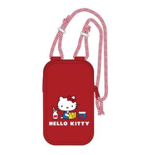 【小禮堂】Hello Kitty 尼龍拉鍊手機包 - 復古系列(平輸品)