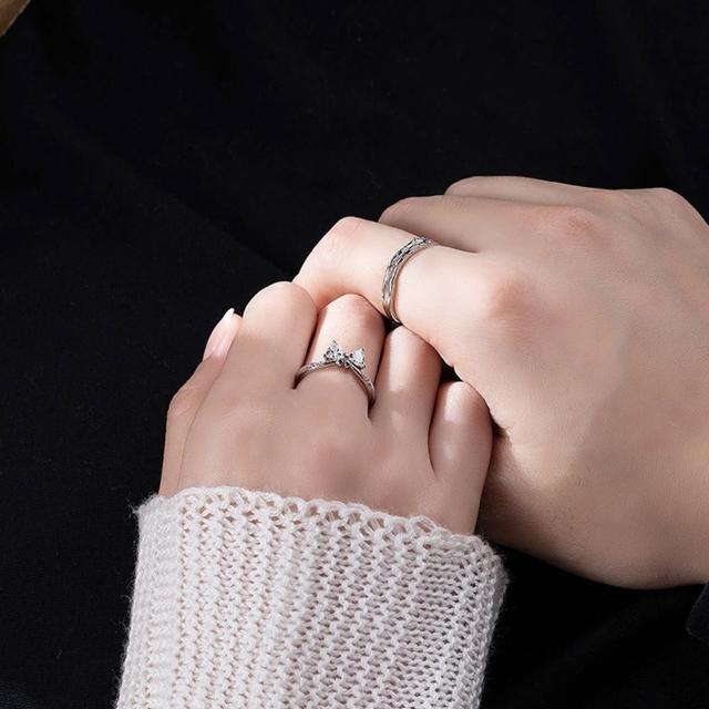 【MoonDy】蝴蝶結戒指 高碳鑽戒指 戒指 對戒 指環 鑽戒 銀戒 情侶對戒 純銀對戒 送女友 送男友 情侶禮物