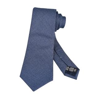【EMPORIO ARMANI】EMPORIO ARMANI經典LOGO羊毛混紡萊賽爾纖維領帶(寬版/寶藍)